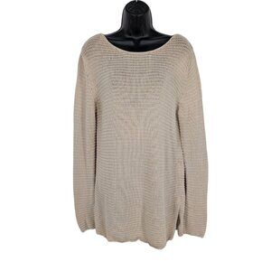 Vintage Eddie Bauer Open Knit Crochet Tunic Sweater Pullover Coastal Y2K Size L